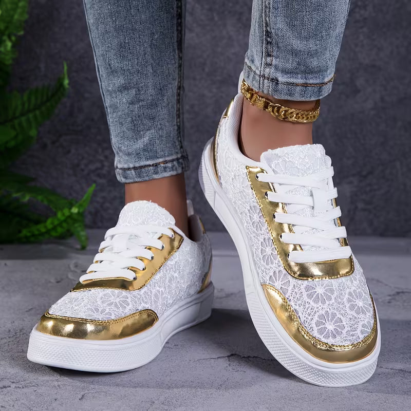 Rosalie | Metallic Floral Sneakers
