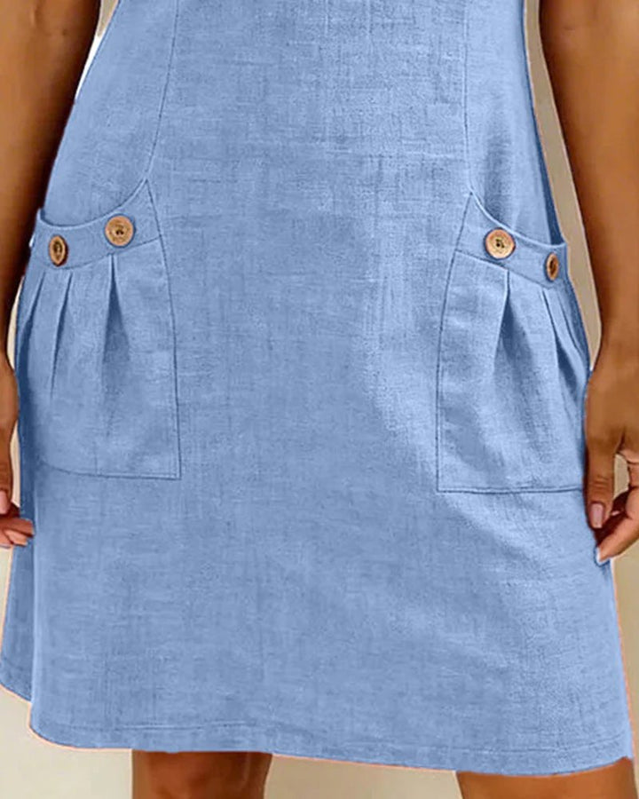 Élodie | A-Line Short-Sleeved Dress With Pocket & Zip