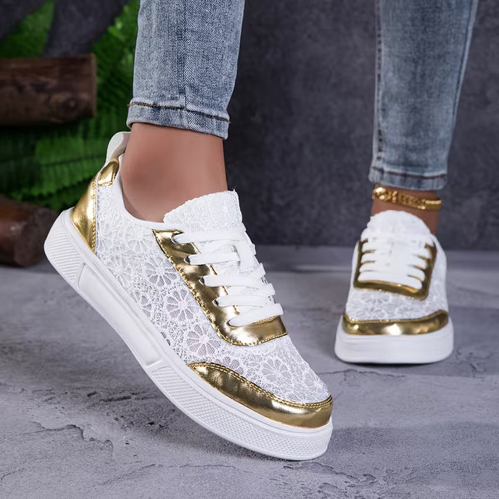 Rosalie | Metallic Floral Sneakers