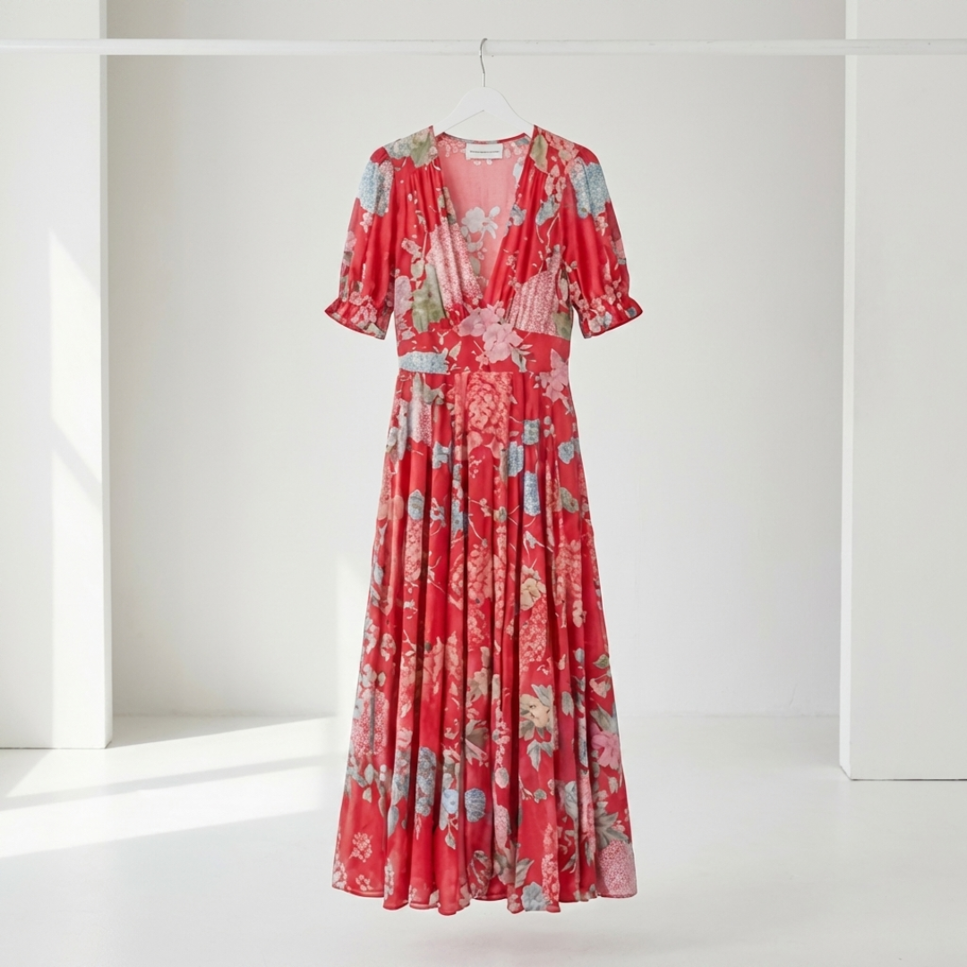 Minelda | Elegant Floral V-neck Dress