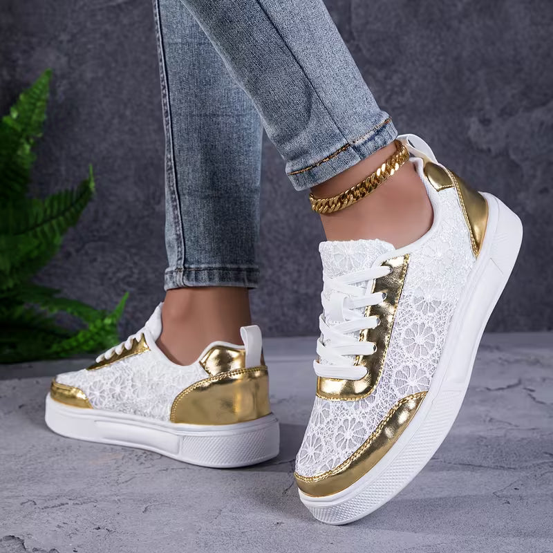 Rosalie | Metallic Floral Sneakers
