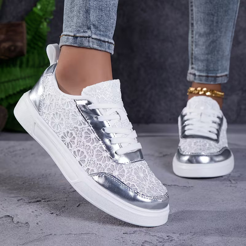 Rosalie | Metallic Floral Sneakers