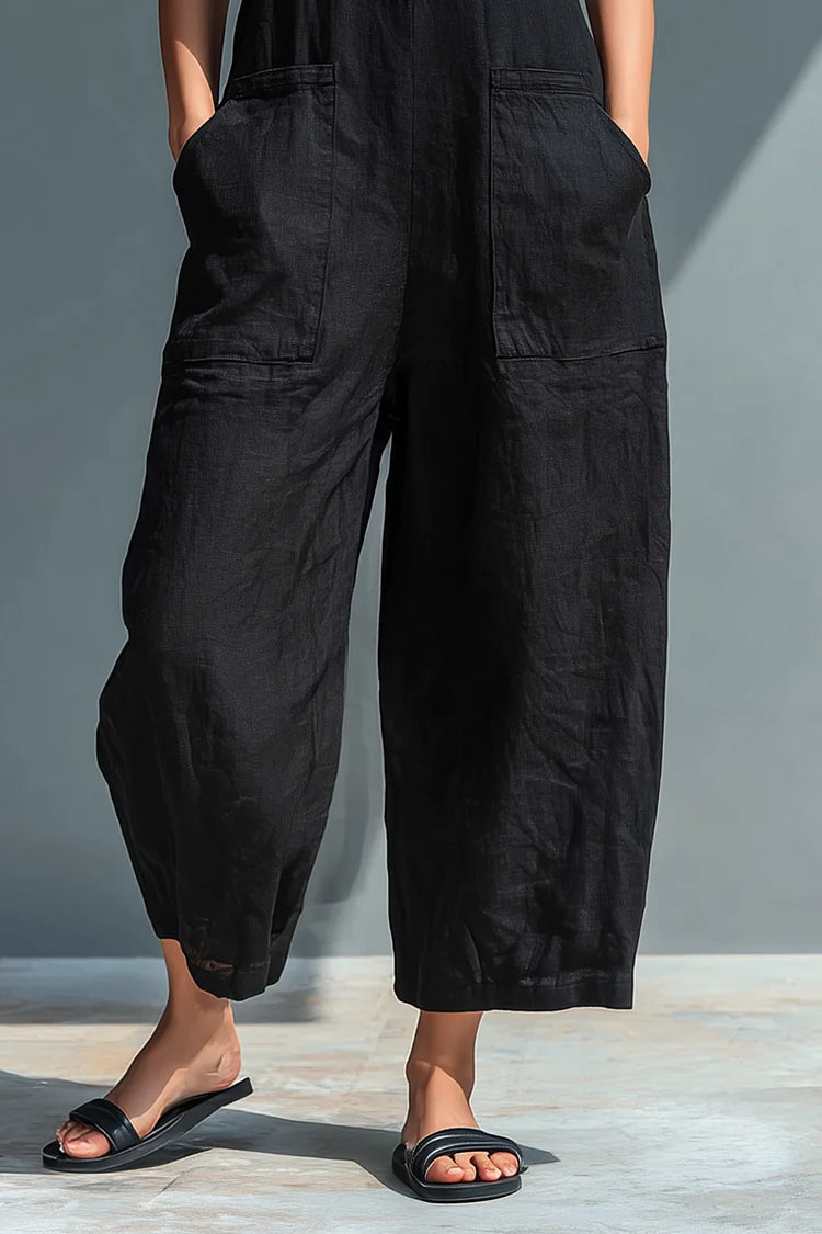 Amelia - Minimalist, Sleeveless Linen Jumpsuit