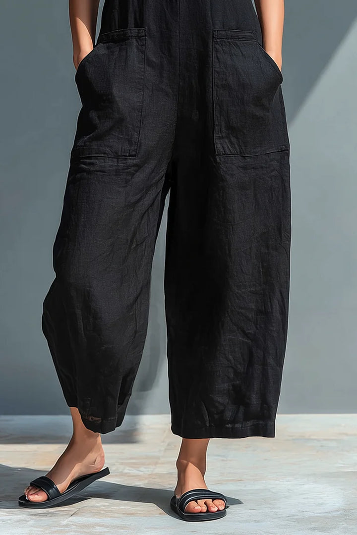 Amelia - Minimalist, Sleeveless Linen Jumpsuit