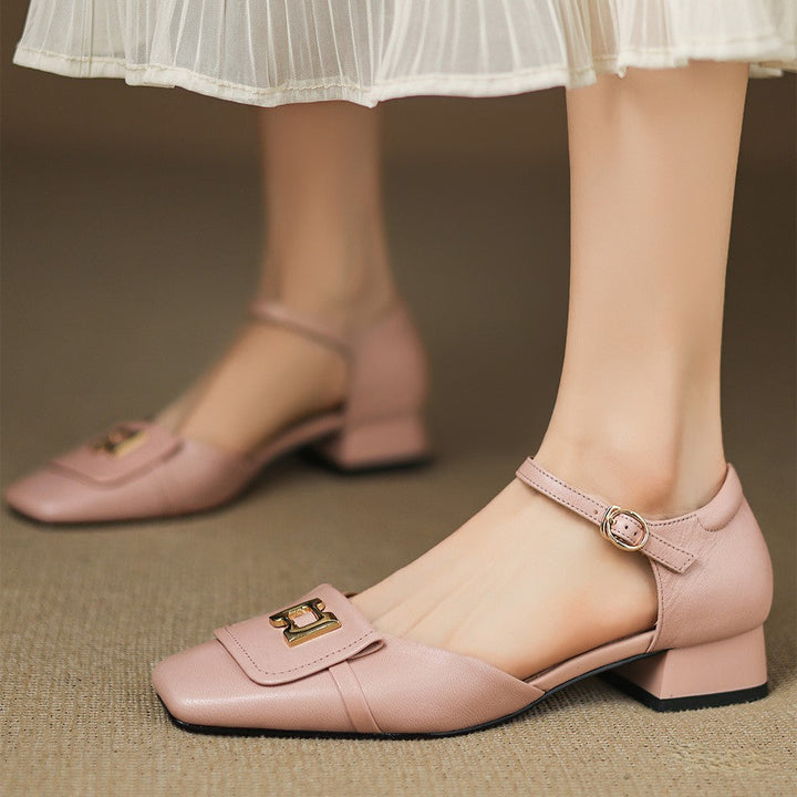 Elvane Buckle Leather Mary-Janes