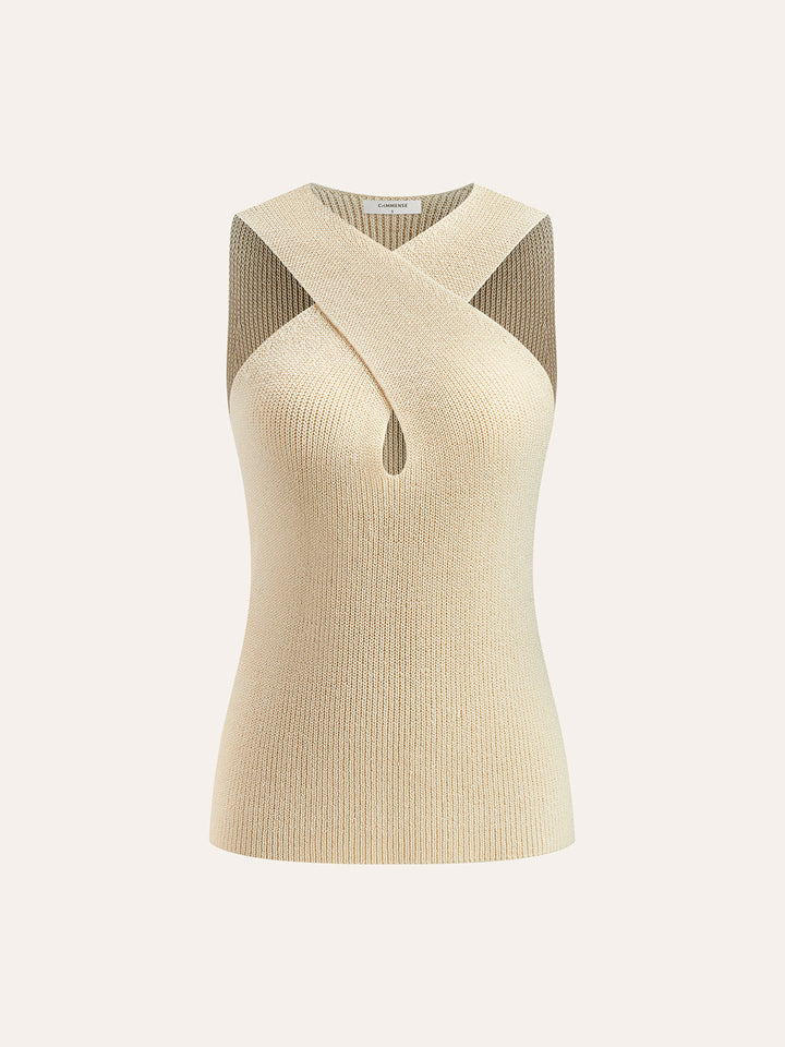 Halter Cross-Over Collar Tank Top