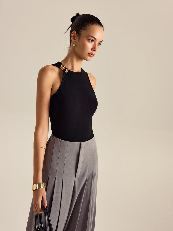 Metal Decor Sleeveless Top