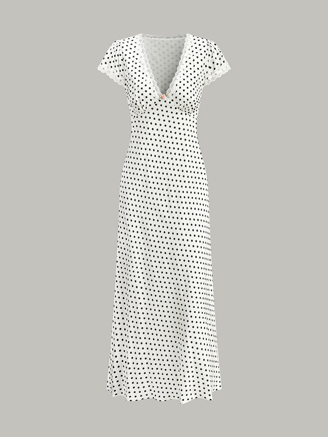 Polka Dot Lace-Trim Dress