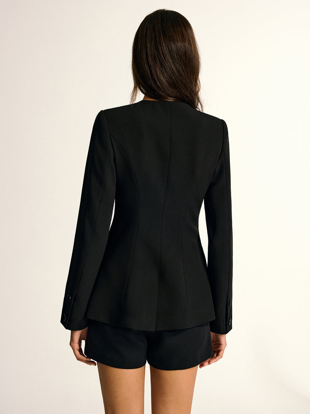 Metal Detail Crew Neck Blazer