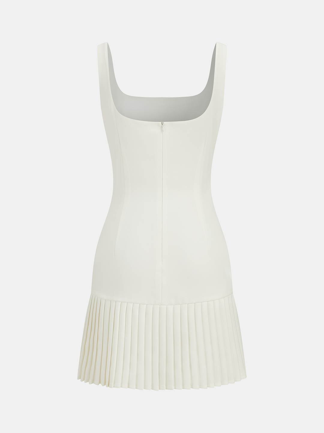 Square Neck Pleated Hem Mini Dress