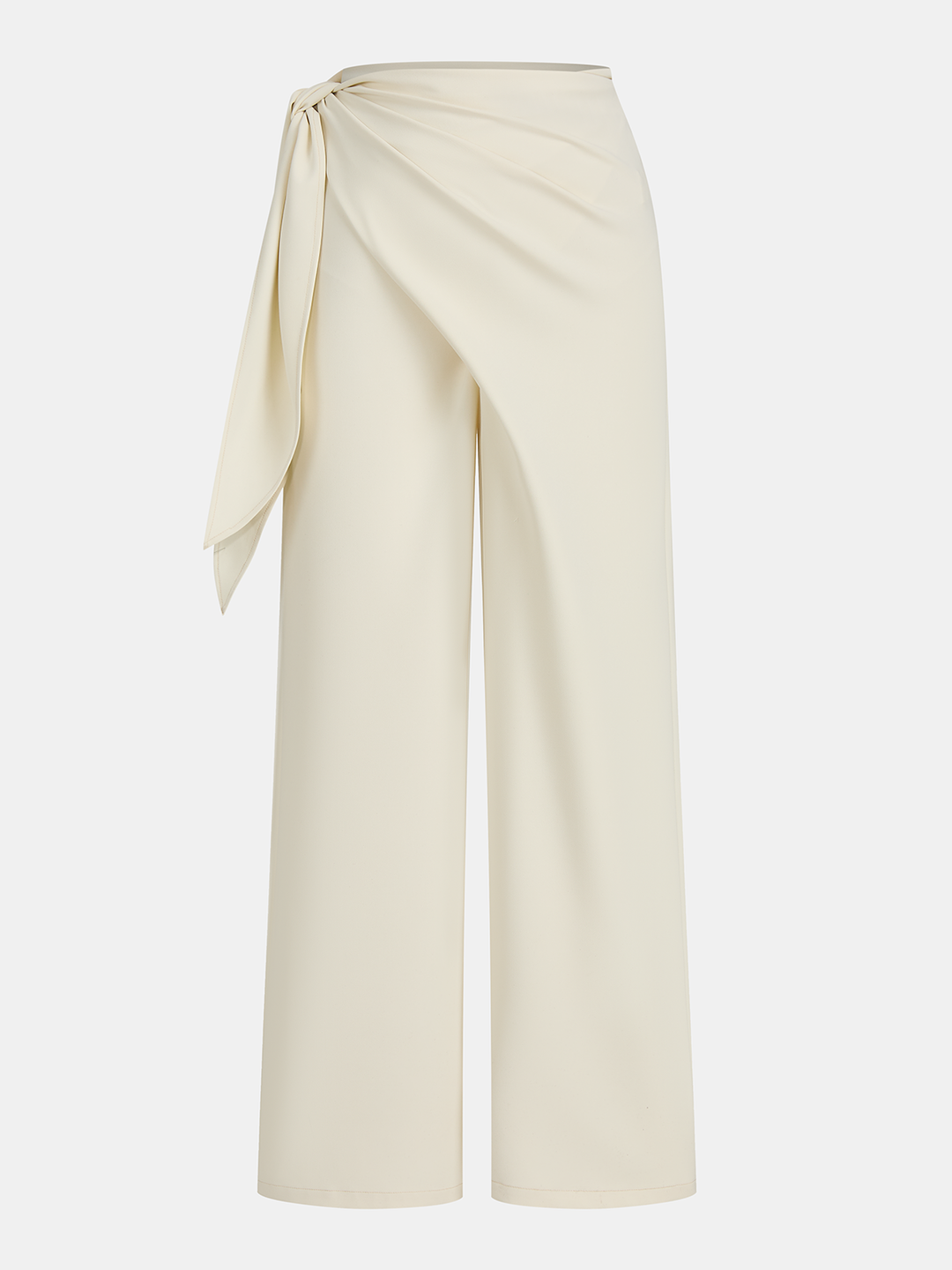 Draped Wrap Wide-Leg Pants