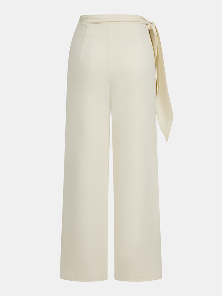Draped Wrap Wide-Leg Pants