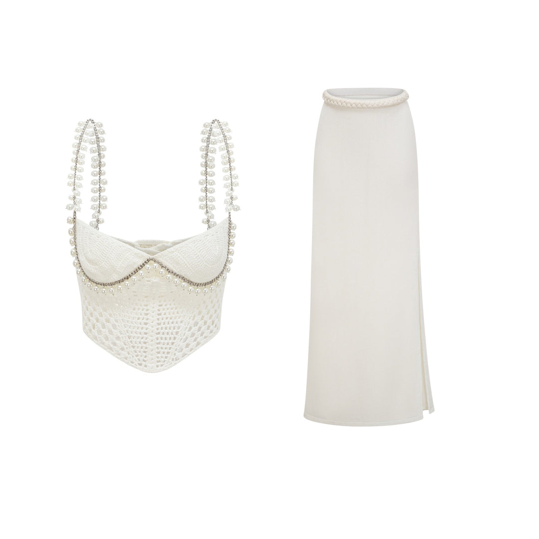 Prunelle Crochet Knit Top & Skirt Set