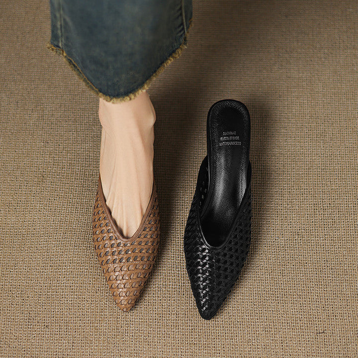 Velisse Woven Leather Mule Heels