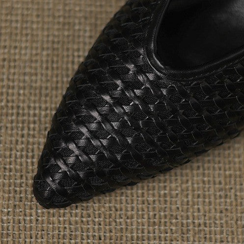 Velisse Woven Leather Mule Heels