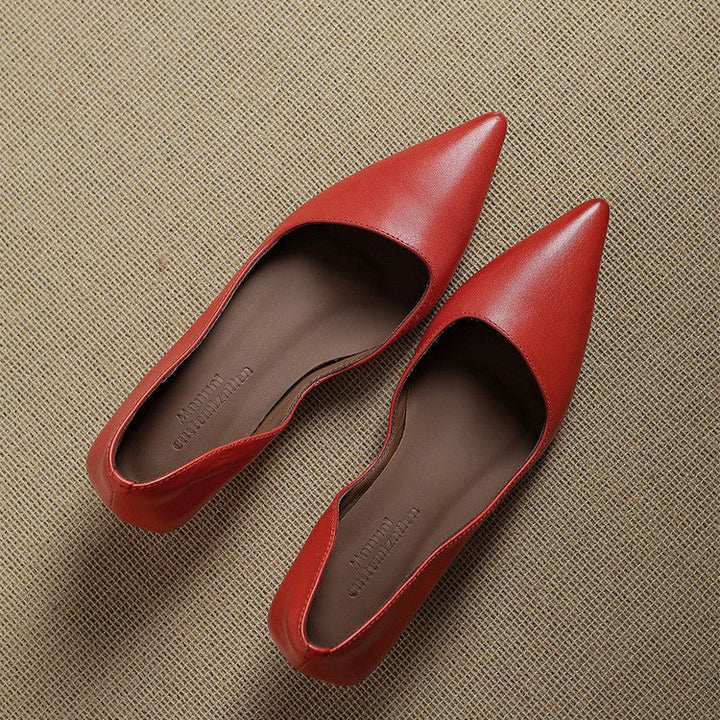 Orlisse Leather Kitten Heel Pumps