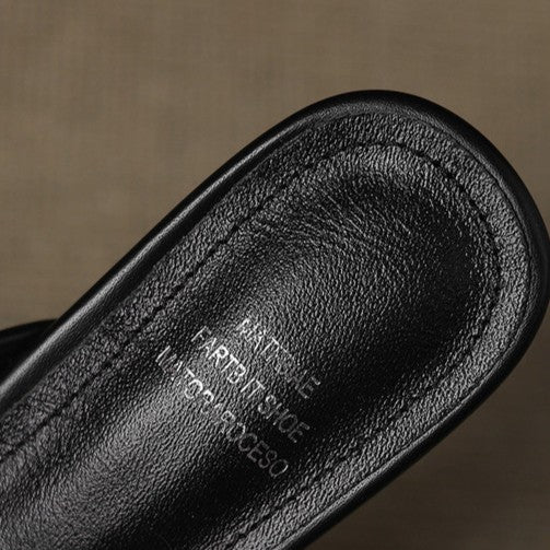 Velisse Woven Leather Mule Heels