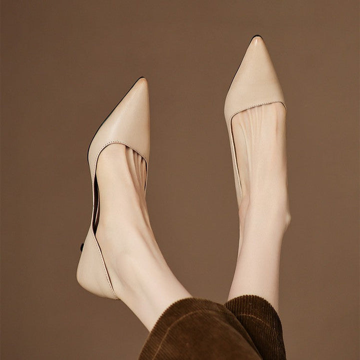 Orlisse Leather Kitten Heel Pumps