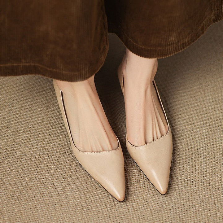 Orlisse Leather Kitten Heel Pumps