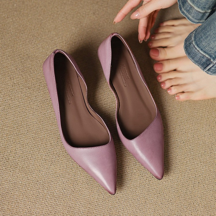 Orlisse Leather Kitten Heel Pumps