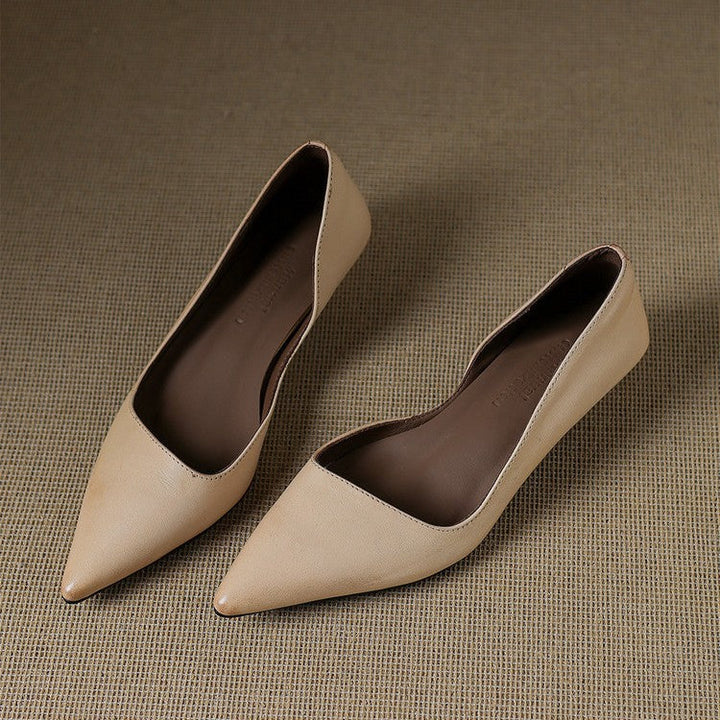 Orlisse Leather Kitten Heel Pumps