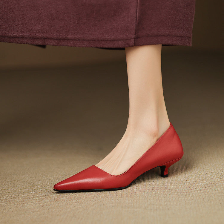 Orlisse Leather Kitten Heel Pumps