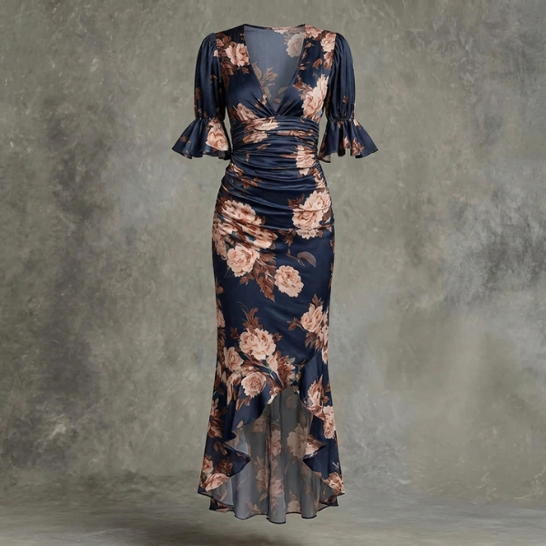 Anastasia | Floral Satin Maxi Dress