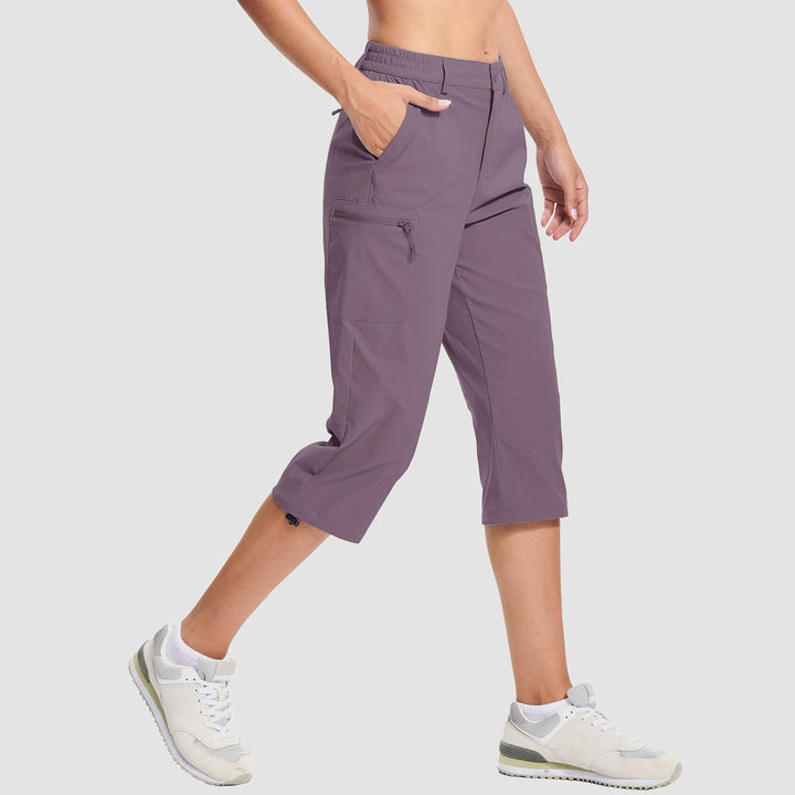 Women's Lightweight Water-Resistant Hiking Capris with 5 Pockets
