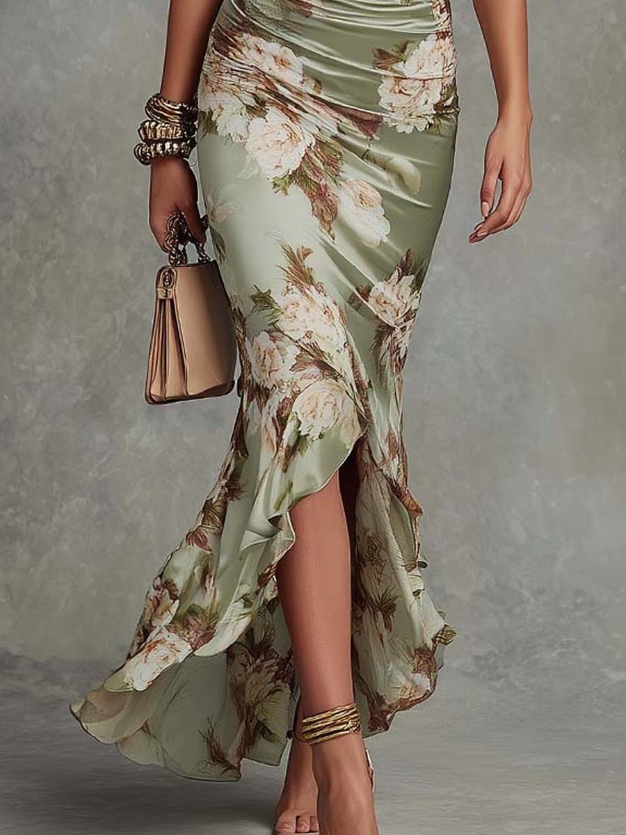 Anastasia | Floral Satin Maxi Dress