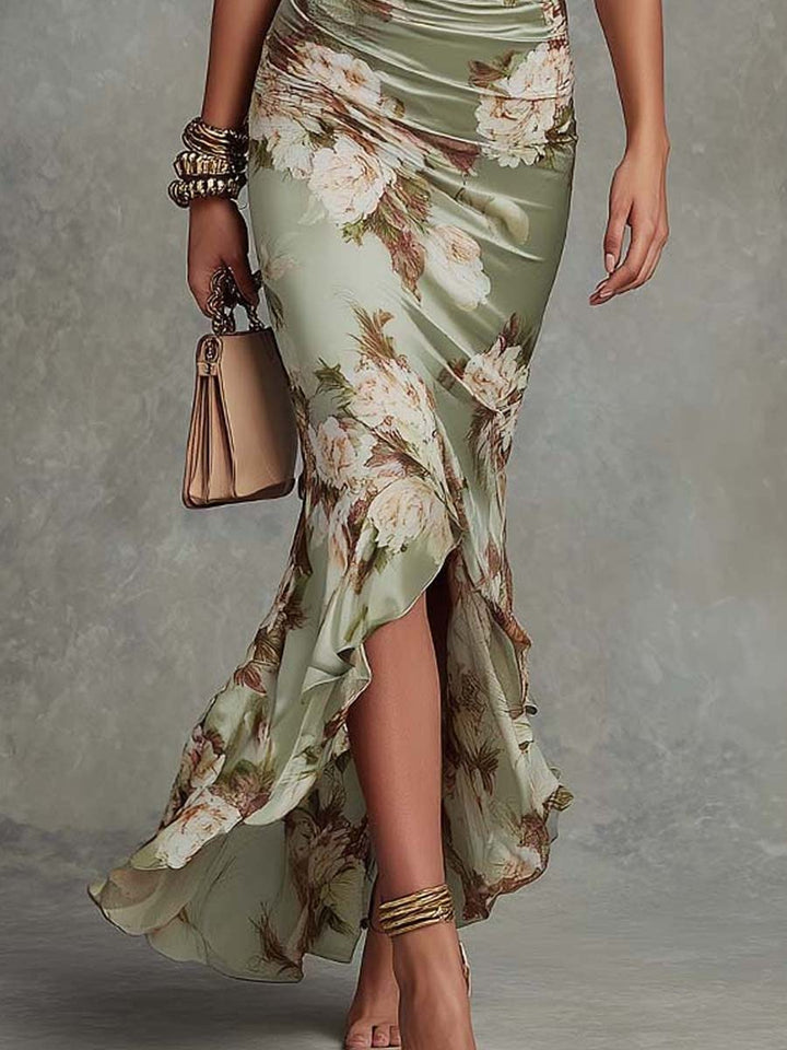 Anastasia | Floral Satin Maxi Dress