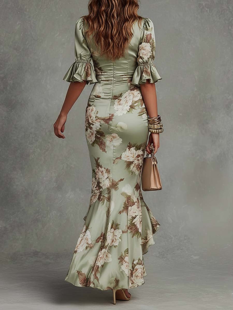 Anastasia | Floral Satin Maxi Dress