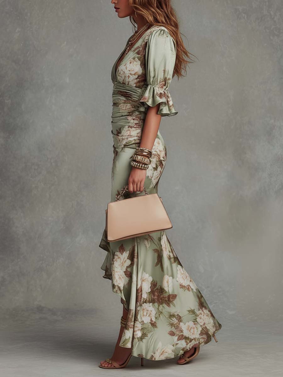 Anastasia | Floral Satin Maxi Dress