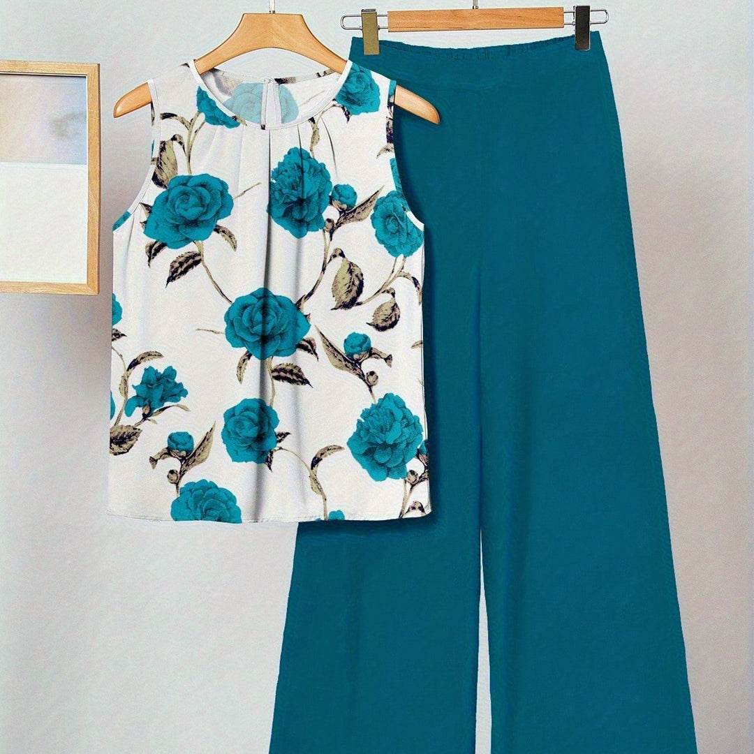 Alicia | Cyan Floral Two-Piece Set