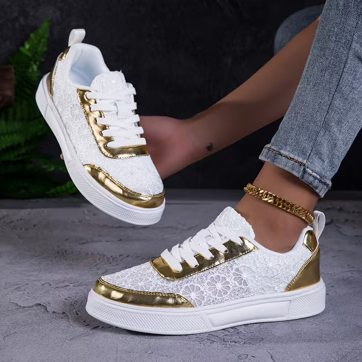 Rosalie | Metallic Floral Sneakers