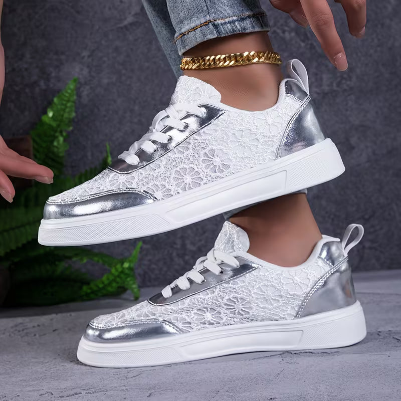 Rosalie | Metallic Floral Sneakers