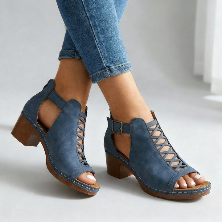 Sabrina Open Toe Buckle Heels