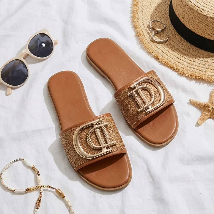 D’Or Leather Slides