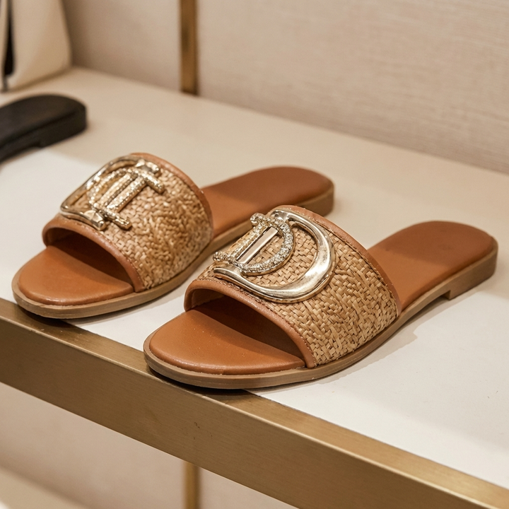 D’Or Leather Slides