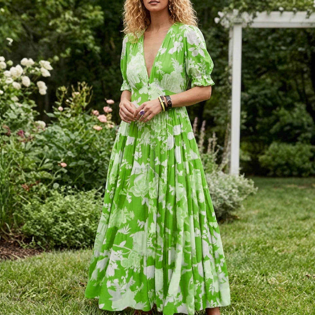 Minelda | Elegant Floral V-neck Dress