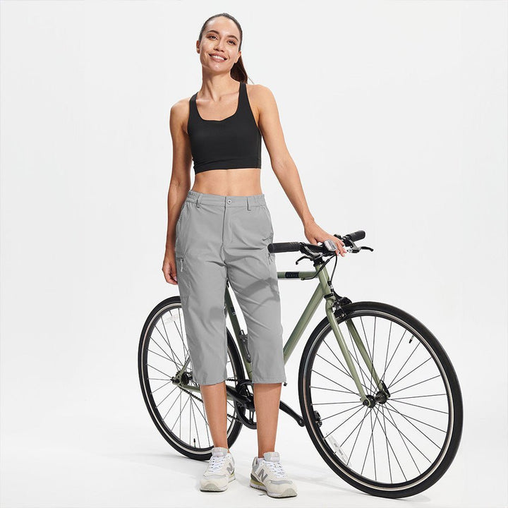 Women's Lightweight Water-Resistant Hiking Capris with 5 Pockets